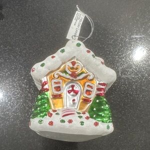 Christmas Glass Gingerbread House Ornament NWT
